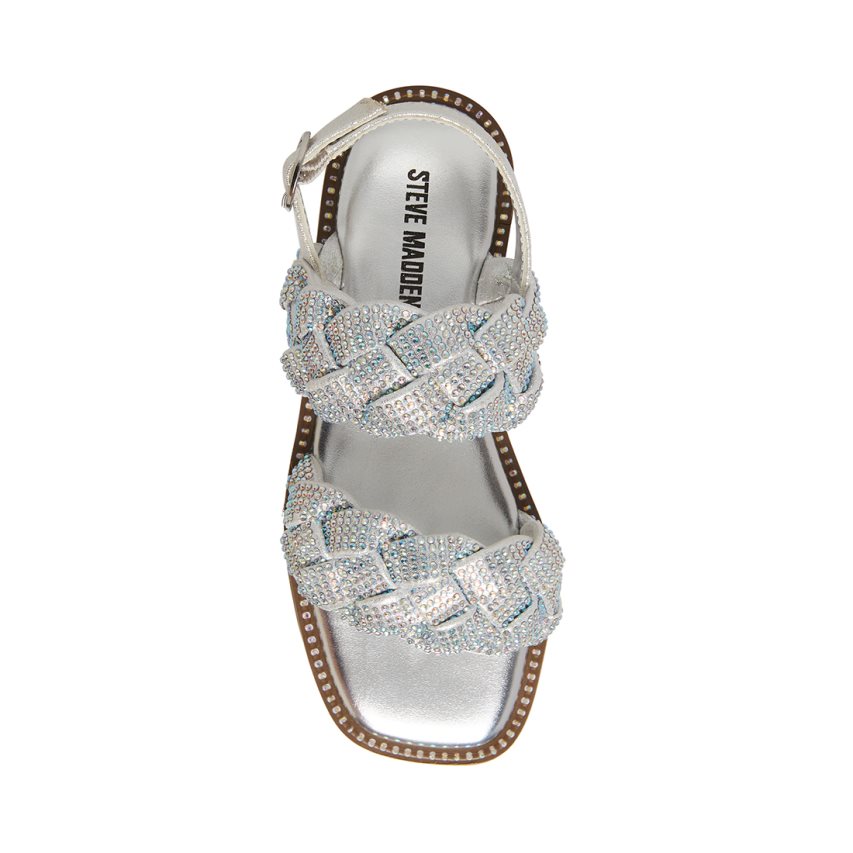 Sandalias Planas Steve Madden Jnewbie Niños Plateadas | ES IDS382